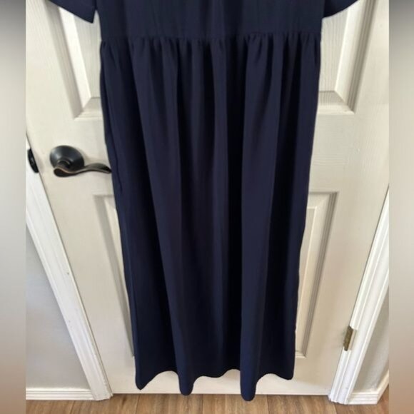 Bohme Navy Blue Collared Maxi Dress, Sz Medium - Picture 10 of 15